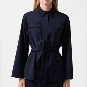 VINTAGE EVAN PICONE Belted Safari Shacket 4 front Pockets Suede Like Fabric 6